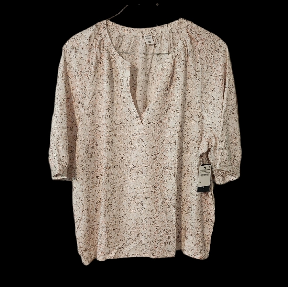 Melrose and Market Floral Print 3/4 Sleeve Popover Blouse Top Size 2X